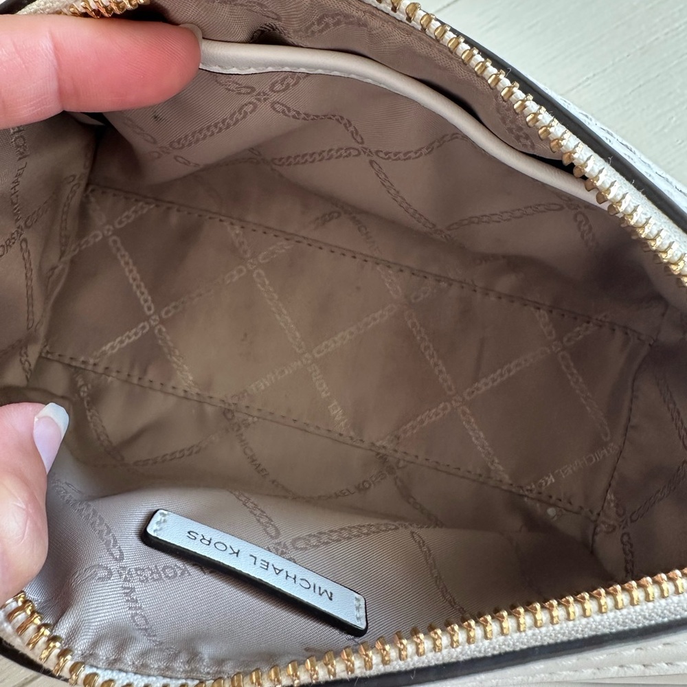 Michael Kors Jet set leather woven crossbody bag white gold - Picture 8 of 13